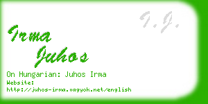 irma juhos business card